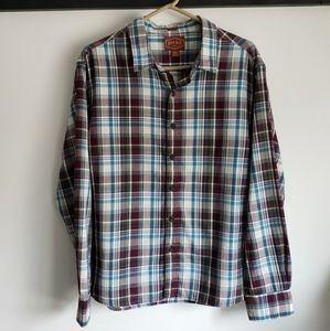 Red Ale By Alsbery Plaid Slim Short Button Down L